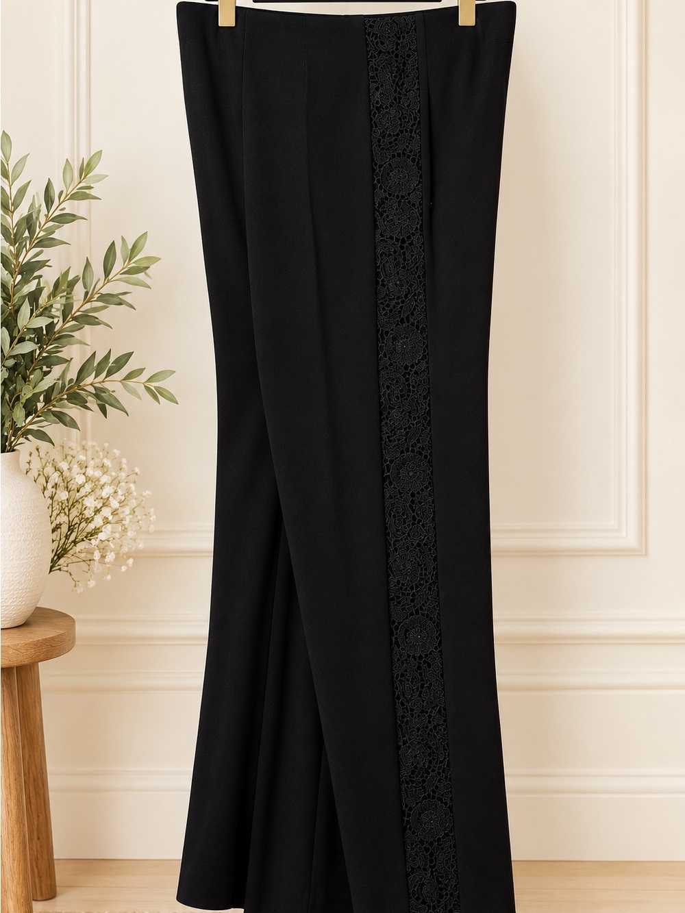 Chico's Black Straight-Leg Pants with Lace Panel